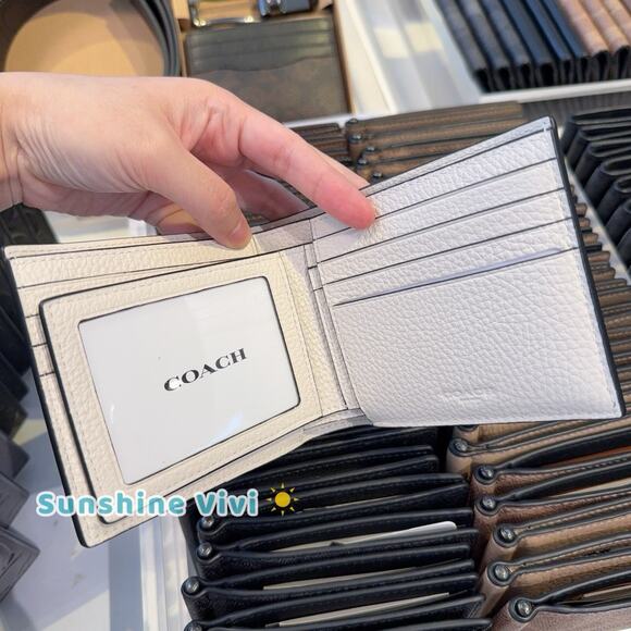 NWT Coach billfold wallet signature canvas varsity motif CAK48 Chalk & Black - Picture 3 of 8